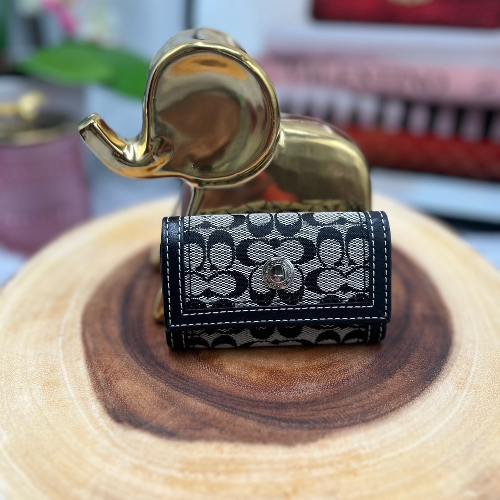 Coach Contact Lens Travel Coin Pouch Monogram Black and White